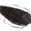 100 do cabelo humano kinky envoltório fita curly em torno de cordão rabo de cavalo para as mulheres negras 160 jet preto afro crespos encaracolados sopro