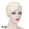Frauen Stirnband Muslimischen Hijab Islamischen Jersey Perlen Kappe Plissee Elastische Turban Hut Knoten Kopf Wrap Haar Zubehör