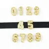 New 8MM Gold Slide Numbers quot09quot 20 pieceslot Can Choose each Numbers Fit DIY Wristband Belts Bracelet LSSL033092912360