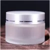 Canecas de Vidro cosmético Creme Garrafa Redonda Frascos com Inner PP forros para Mão Face Cream Garrafa 5g a 100g