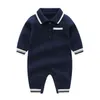Baby Boys Romper Infantil de malha lapela onesie crianças stripe lapela manga longa jumpsuits 2019 outono novo bebê roupas y2569