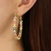 All'ingrosso-placcati oro grande orecchino del cerchio per le donne splendido regalo di lusso fidanzata arcobaleno pieno cz gioielli Classic Hoops