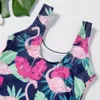 Summer Girls Swimming Suit Neonate Flamingo Foglie stampate Beach Balneari da mare Moda Abbigliamento per bambini