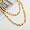 Partihandel-Fashion Luxury Designer överdriven Golden Metal Chain Pearl Multi Layer Choker Sweater Statement Halsband för kvinna