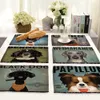 Nordic Cartoon Animal Dog Series Printing Placemat Katoen Linnen Mooie Servies Isolatie Pad Coaster Eettafel Decoratie T200703