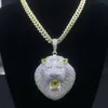 Echte 14K gouden sieraden heren iced out grote leeuw hoofd hanger met Cubaanse link ketting hiphop ketting rapper mode-accessoires