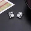 Zircon Stud Earrings Dolphin Embrace Pattern S925 Silver Plated Accessories Earring Lucky Cute Design Classic Valentine's Day Gift POTALA943