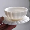 Purely White Tea cup hand-drawn petal teacup in raw ore white ivory porcelain coffee mug with saucer