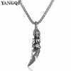 Acier inoxydable Cubique Zircon Plume Pendentif Collier Style Gothique Griffe Plume Bijoux Mâle Hip Hop Bijoux Cadeaux