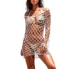 2018 New Women Sexy Bikini Beach Cover-up Mesh Swimsuit Covers Up Summer Beach Wear Swimwear Mesh Beach Dress Ja30ja12 J190618