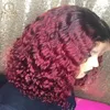 Ombre colorido encaracolado bob peruca curta perucas de cabelo humano para preto feminino loira borgonha 13x6 frente do laço peruca de cabelo humano nabeauty 1801688739