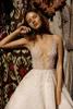 Liz Martinez Robes V Neck sans dos Boho Boho Bridal Robes avec perles Tulle A LINE ROGHE DE MARIE