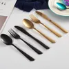 Portable Dessert Fork Lunch Dinnerware Set 5 Pcs/Set Stainless Steel Western Steak Cutlery Knife Spoon Set Travel Colorful BH1527 TQQ