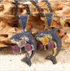 European and American hiphop micro zircon diamond boxing shark pendant necklace Cuba039s necklace8076873