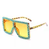 18 Colors Women Square Luxury Acrylic Rhinestone Sunglasses Oversize Colorful Diamond Frame Shades Big Sun Glasses Wholesale