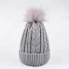 Fashion-Wint Winter Hat Zagęścić Ciepłe Panie Pom Pom Czapki Beanie 2 Czapki Dla Kobiet Dzianiny Kapelusz Kobiet Pompom Kapelusz z Pomponem