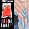 100Pcs/Bag Fake Matte Nail Solid Color Manicure False Nails Full Cover For Short Decoration Press On Nails Art Fake Extension