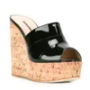 Aimully Dames Schoenen Cork Wedge Sky High Platform Slide Sandalen Hoge Hak Muilezels Zomerkleding Slip op Zwart Zilver