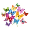 12 sztuk Multicolor Double Layer Wings 3D Motyl Naklejka Ścienna Magnes PVC Butterflies Party Kids Sypialnia Lodówka Decor Magnetyczne