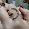 Star Moon Ring Diamentowe pierścionki Otwarte Regulowane kobiety Płucze Pierścionki Biżuteria Will and Sandy prezent