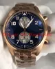 montres pilotes orologio di lusso mouvement à quartz chronomètre hommes montres bracelet en acier de haute qualité cadran bleu Luxus Herrenuhre240Q