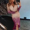 S M L XL Apricot Black Sequin Wrapped Ruched Lace Dress Elegant Sequined Night Party Sequin Dress Long Sleeve Women Wear Tops Wear DLM611529