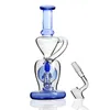 Neues Design Blaues Glas Bong Recyling Raucherzubehör Wasserpfeifen mit Schüssel Bohrinsel Wachs Kräutertabak Wasserpfeife Dab Rigs Rohre Rauchen Acc