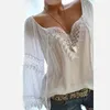 Lace Womens Långärmad tröja Top Patchwork Vit Feminin Blus Plus Storlek 5xl 2019 Sommar Streetwear SHIRTS Sexiga Blusar Kvinnor