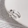 Pure 925 Sterling Silver Open Rings For Women New Simple Multilayer Three Beads Statement Ring Fine Jewelry