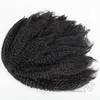 Brasileño Natural Negro Rizado 4C 120g Cola de caballo Cutícula Alineada Banda elástica Cordón Cola de caballo Extensión del cabello humano virgen