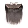 Silke rak våg hår buntar med 13x4 öra till öra spets frontal jungfru peruanska 100% mänskliga hårförlängningar