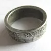 Pierścienie ręczne pierścienia pierścienia monety vintage ręcznie robione od Franklin Halfoll Srebrny Srebrny Rozmiar US 816292D6815879