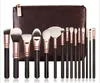 15psset Makeup Brush Set с Pu Bag Professional Brush Set для порошковой фундамента.