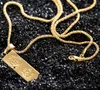 Collier en acier inoxydable Iced Out Golden Bar forme Pendentif Boîte Ronde Chaîne Fortune Charme Collier Hip Hop Hommes Cadeau De Noël WL018