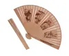 women hand fan wood carving antique craft wooden folding foldable sandalwood Chinese style ladies wedding gift