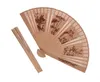 women hand fan wood carving antique craft wooden folding foldable sandalwood Chinese style ladies wedding gift