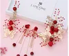 Bridal Tiara Gold Butterfly Leaf Hairpin Rose Lace Clip New Red Wedding Hair Tillbehör