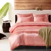 Solid satin silke-lik linne domstol stil BS43 Duvet Cover Set Pillowcases täcker Twin King Queen single 2/3 st sängsats