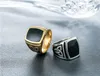 Groothandel - Designer titanium stalen mode ring Europese en Amerikaanse persoonlijkheid retro zwarte drop olie driehoek punk luxe ringen sieraden