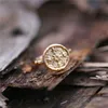 Vintage Big Gold Color Round Compass Rings for Women Ring Bohemian Geometric Carved Coin Finger Female Jewelry