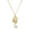 Gold/Silver Color Chain Women Men Necklace Colourful CZ Stone Seahorse Pendant Necklace Female Party Jewelry Best Gift