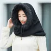 Kvinnor Vinter Varm Stickad Hat Scarf Set Outdoor Sport Plus Plush Skullies Beanies Caps Hooded Scarves