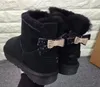 Women single double diamond Snow boots female winter Cow Split leather bow rhinestone crown warm thick Cotton Shoe Boot