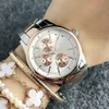 Fashion Brand wrist watch for women's Girl 3 Dials style Steel metal band quartz watches TOM 13