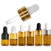 8 couleurs bouchons 1 ml 2 ml 3 ml 5 ml parfum bouteilles d'huile essentielle mini verre ambré compte-gouttes flacons flacons avec pipette pour emballage cosmétique