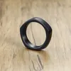 Gratis anpassad gravering 8mm Högpolerade svarta Pentagon Ringar i rostfritt stål