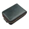 Hommes en cuir véritable CION CION PORTES VINTAGE Portefeuille Court Femmes Pochette de poche Porte-pièces Noir Bleu Zipper Coin Porte-monnaie RFID Titulaire de la carte de crédit pour hommes