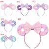 Baby Hair Sticks Mouse Ears Hair Band15 Color Glitter Sequins Bows Donut Headband Children Cosplay Headdress Hoop Kids Hair Accessories