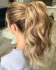 Celebrity Wavy blond cheveux humains cordon queue de cheval postiche clip en miel blonde fantaisie queue de cheval extensions de cheveux 100g-140g pour les femmes blanches