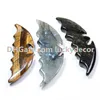 2 pcs Natural Wicca Quartz Cristal Bat Skull Pedra Pedra Dourado Sheen Obsidian Labradorite Tigre Olho Escultura Animal Reiki Cura Figurine